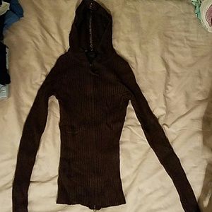 Brown stretchy zipped hoodie
